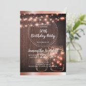 素朴なストリングライト メイソンジャー ローズゴールド 招待状 (スタンド正面)