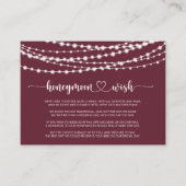 素朴なストリングライト ワインレッド ハニームーンウィッシュ エンクロージャーカード (正面)