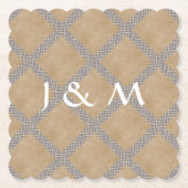 素朴なスレートグレーの使い捨て可能な結婚式テーブルウェア ペーパーコースター (正面)