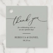 素朴なセージグリーンのシンプルなお礼 フェイバータグ (正面)