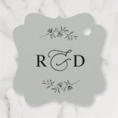 素朴なセージグリーンのシンプルなモノグラムの感謝 フェイバータグ (裏面)