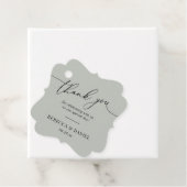 素朴なセージグリーンのシンプルなモノグラムの感謝 フェイバータグ (インサイチュ)