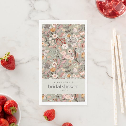 素朴なセージグリーンの花のボヘミアンスタイルのウェディングシャワーのカスタム (インサイチュ)