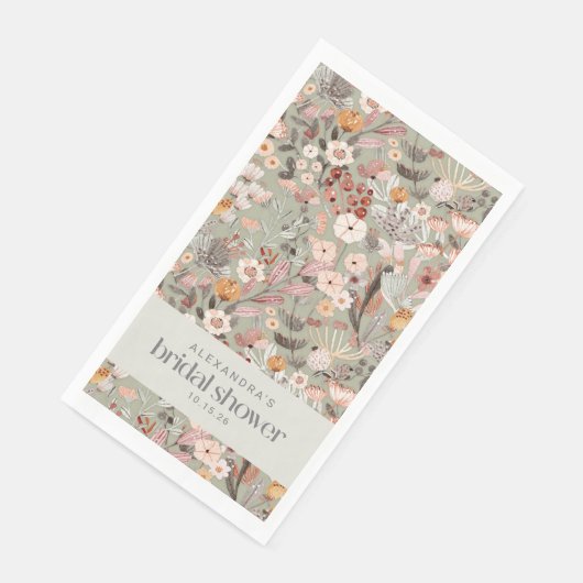 素朴なセージグリーンの花のボヘミアンスタイルのウェディングシャワーのカスタム (コーナー)