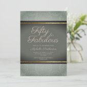 素朴なセージ ダークグリーン ゴールド アブストラクト 50歳の誕生日 招待状 (スタンド正面)