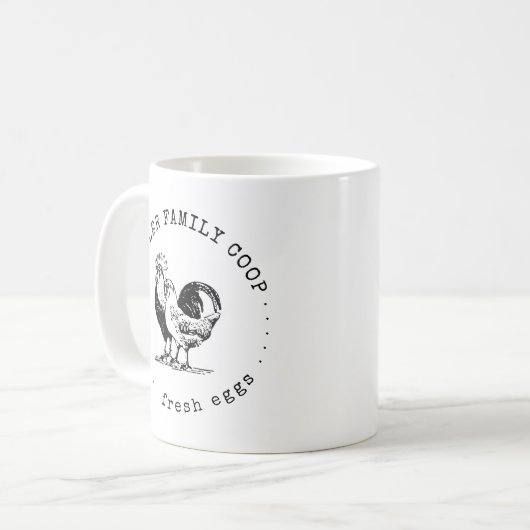 素朴なタイプライター家族の農場モノグラム コーヒーマグカップ (正面左)