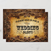 素朴なタイポグラフィー 西部開拓時代の結婚式 招待状 (正面/裏面)