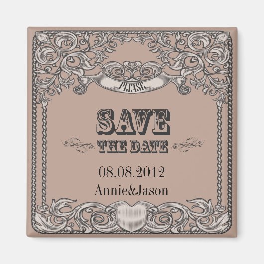 素朴なタイポグラフィ西部の田舎の結婚式 マグネット (正面)