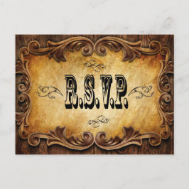 素朴なタイポグラフィ西部の田舎の結婚式rsvp インビテーションポストカード