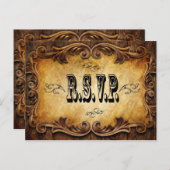 素朴なタイポグラフィ西部の田舎の結婚式rsvp インビテーションポストカード (正面/裏面)