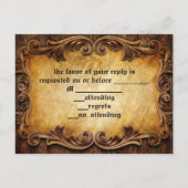 素朴なタイポグラフィ西部の田舎の結婚式rsvp インビテーションポストカード (裏面)