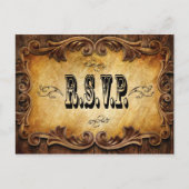 素朴なタイポグラフィ西部の田舎の結婚式rsvp インビテーションポストカード (正面)