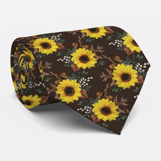 素朴なタイルのひまわり模様 ネクタイ (ロール)