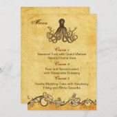 素朴なタコのビーチ結婚式カード メニュー (正面/裏面)