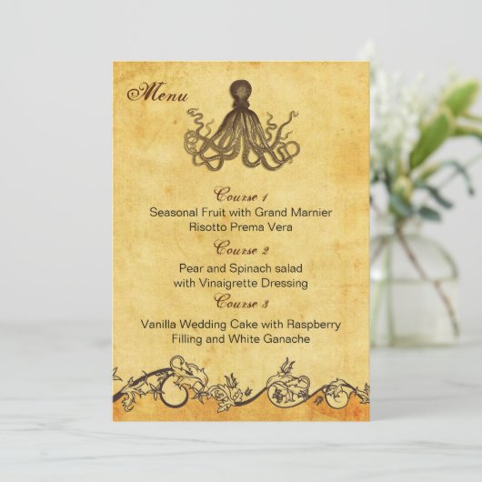 素朴なタコのビーチ結婚式カード メニュー (スタンド正面)