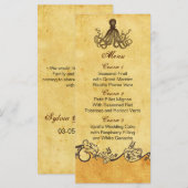 素朴なタコのビーチ結婚式カード メニュー (正面/裏面)