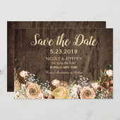 素朴なタン色の鳥の木の国風結婚式のSave the Date セーブザデート (正面/裏面)