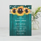 素朴なターコイズとひまわり ウェディング招待状 招待状 (スタンド正面)