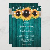 素朴なターコイズとひまわり ウェディング招待状 招待状 (正面/裏面)