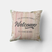 素朴なターコイズフローラウェルカムファミリー クッション (裏面)