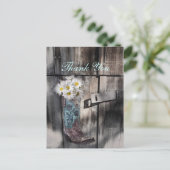 素朴なダイジー カントリーカウボーイ ウェディング サンクス ポストカード (スタンド正面)