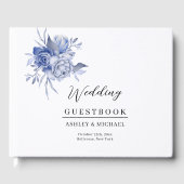素朴なダスティーブルーのバラとその他の花 ゲストブック (正面)