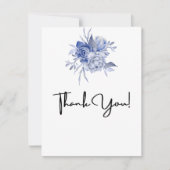 素朴なダスティーブルーのバラとその他の花 サンキューカード (正面)