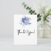 素朴なダスティーブルーのバラとその他の花 サンキューカード (スタンド正面)