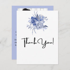 素朴なダスティーブルーのバラとその他の花 サンキューカード