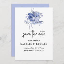 素朴なダスティーブルーのバラとその他の花 セーブザデート