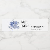 素朴なダスティーブルーのバラとその他の花 ペットボトルラベル (シングルラベル)