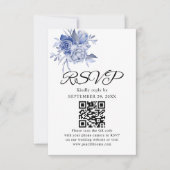 素朴なダスティーブルーのバラとその他の花 出欠カード (正面)