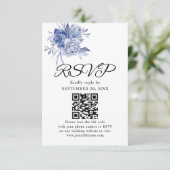 素朴なダスティーブルーのバラとその他の花 出欠カード (スタンド正面)