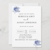 素朴なダスティーブルーのバラとその他の花 招待状 (正面)