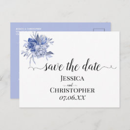 素朴なダスティーブルーのバラとその他の花 案内ポストカード