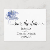 素朴なダスティーブルーのバラとその他の花 案内ポストカード (正面)