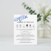 素朴なダスティーブルーの水彩画風の花と葉 エンクロージャーカード (スタンド正面)