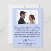 素朴なダスティーブルーの水彩画風の花と葉 サンキューカード (裏面)