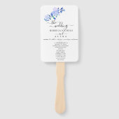 素朴なダスティーブルーの水彩画風の花と葉 ハンドファン (正面)