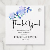 素朴なダスティーブルーの水彩画風の花と葉 フェイバータグ (裏面)