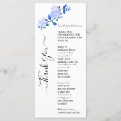 素朴なダスティーブルーの水彩画風の花と葉 メニュー (裏面)