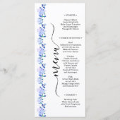 素朴なダスティーブルーの水彩画風の花と葉 メニュー (正面)