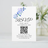 素朴なダスティーブルーの水彩画風の花と葉 出欠カード (スタンド正面)