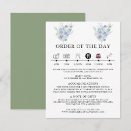 素朴なダスティーブルーの水彩花と葉 エンクロージャーカード