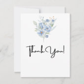 素朴なダスティーブルーの水彩花と葉 サンキューカード (正面)