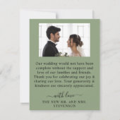 素朴なダスティーブルーの水彩花と葉 サンキューカード (裏面)