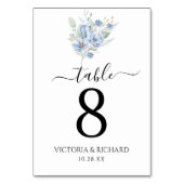 素朴なダスティーブルーの水彩花と葉 テーブルナンバー (裏面)
