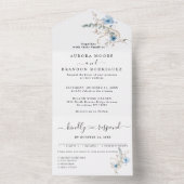 素朴なダスティーブルーの水彩花束 オールインワン招待状 (内側)