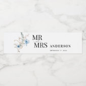 素朴なダスティーブルーの水彩花束 ペットボトルラベル (シングルラベル)