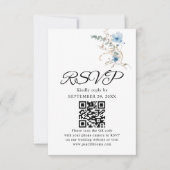 素朴なダスティーブルーの水彩花束 出欠カード (正面)